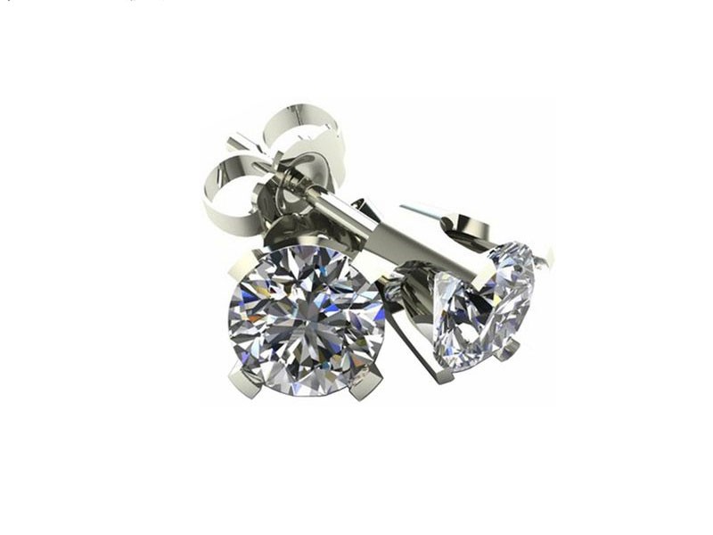 TCW Diamond Stud Solitaire White Gold Earrings 3PE33WG