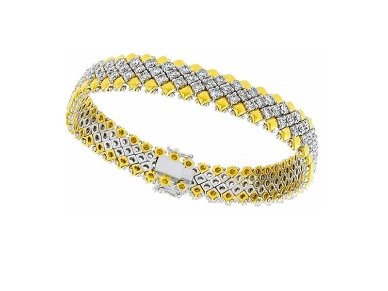 Diamond Bracelet, 6.52 Carat Diamonds on 18K White & Yellow Gold