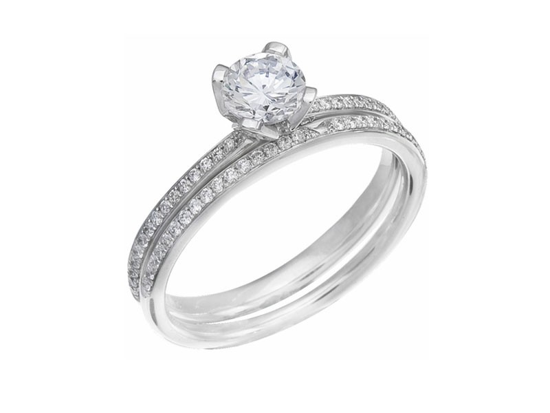 Diamond Wedding Ring Set 19 Carat Diamonds on 14k White Gold RWG105