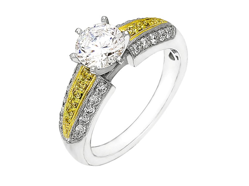 Diamond Ring 46 Carat Diamonds on White & Yellow Gold