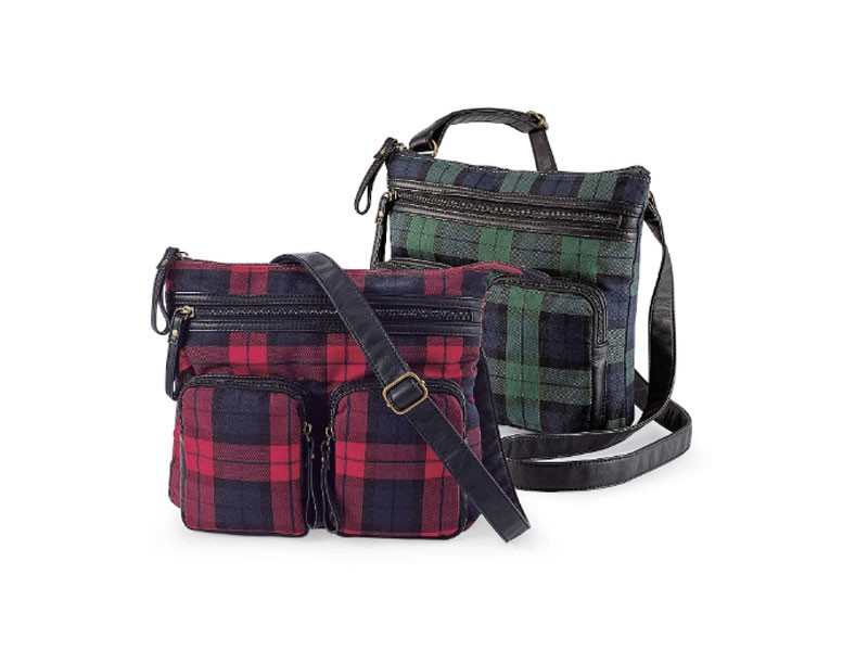 Plaid Multi-Pocket Shoulder Bag