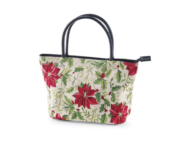 Poinsettia & Holly Tapestry Bag