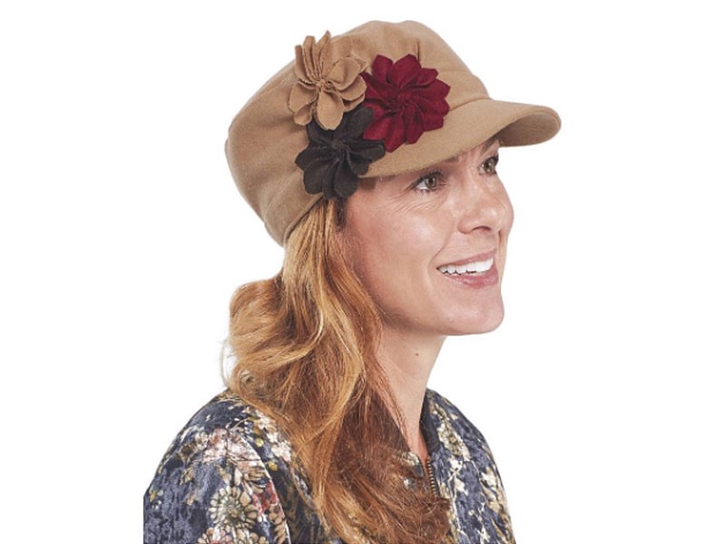 Flower-Accent Newsboy Cap