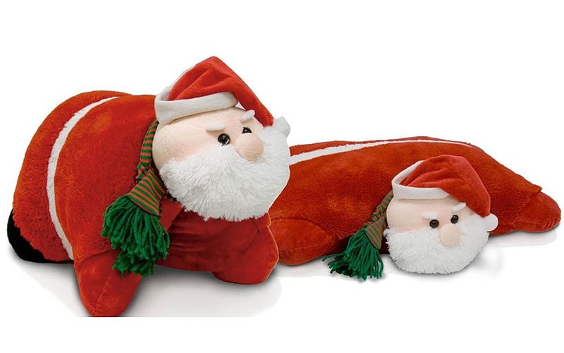 Pillow Santa Claus Pet With Scarf - Fold Up Plush Stuffed Pillow