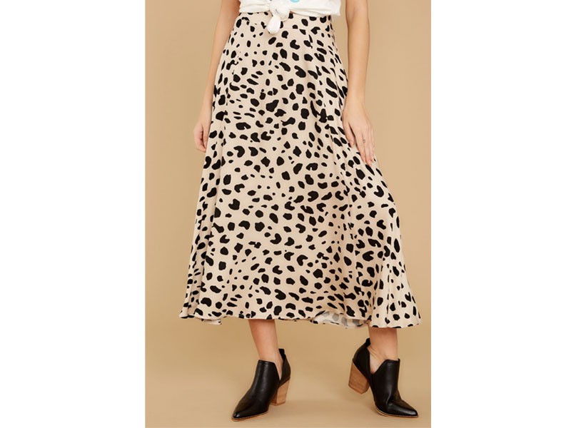 Beat You To It Cream Print Midi Skirt