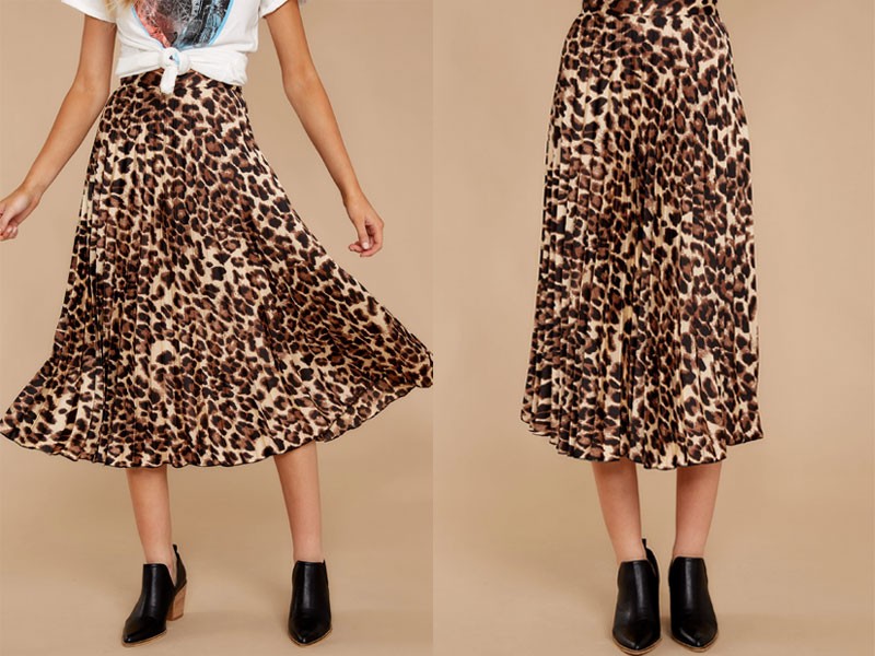 Act Wildly Leopard Print Midi Skirt