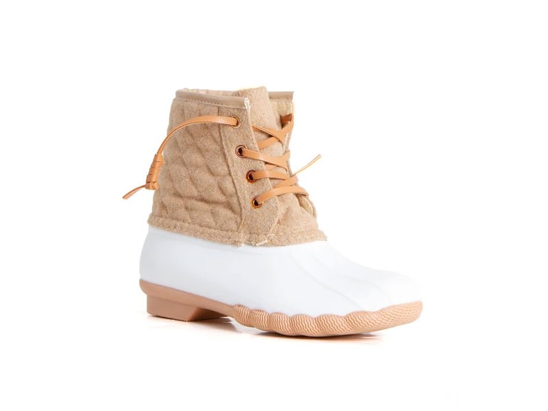 Top Moda Leo Knit Duck Boot in Tan-White