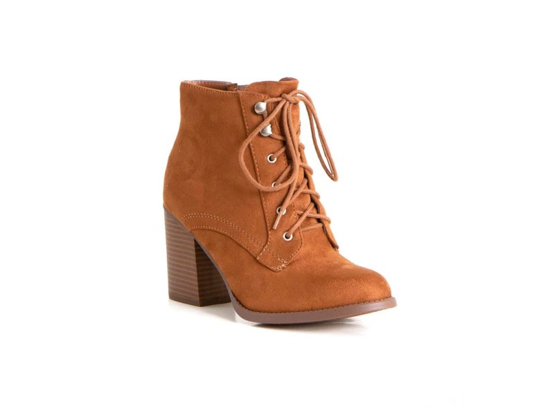 Soda Shoes Lurk Lace Up Booties in Cognac