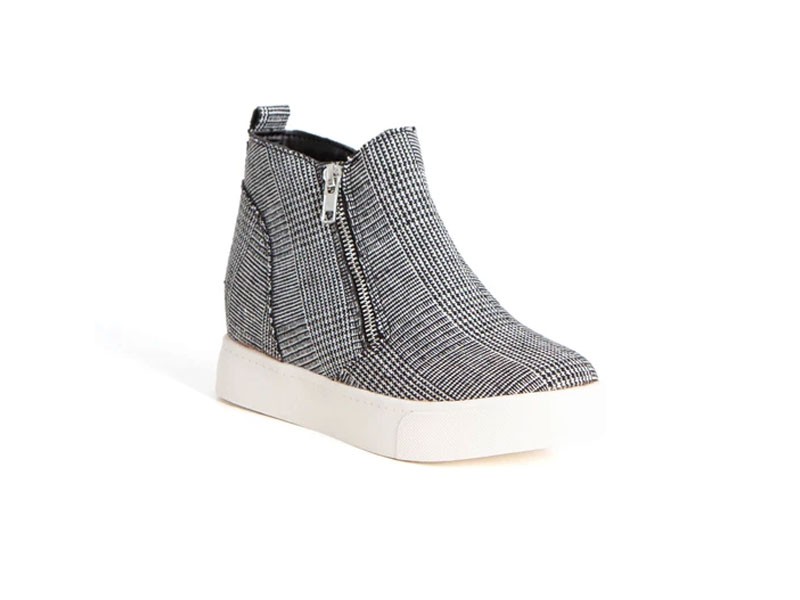 Soda Shoes Taylor Zipper Wedge Sneakers for Women in Plaid