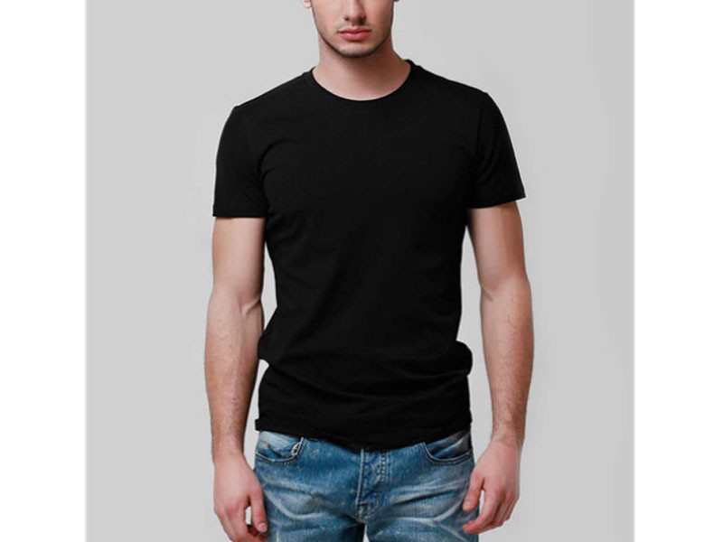 Men's Black T-Shirt, Round Neck Slim And Fit