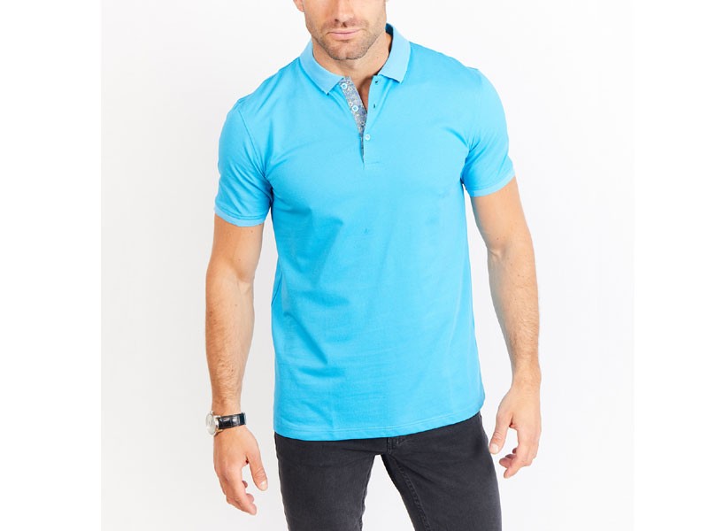 Adam Short Sleeve Men's Polo Shirt, Turquoise Blue