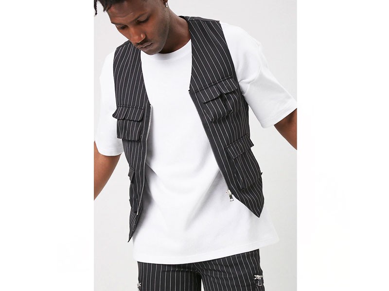 Pinstriped Utility Vest waistcoat For Men