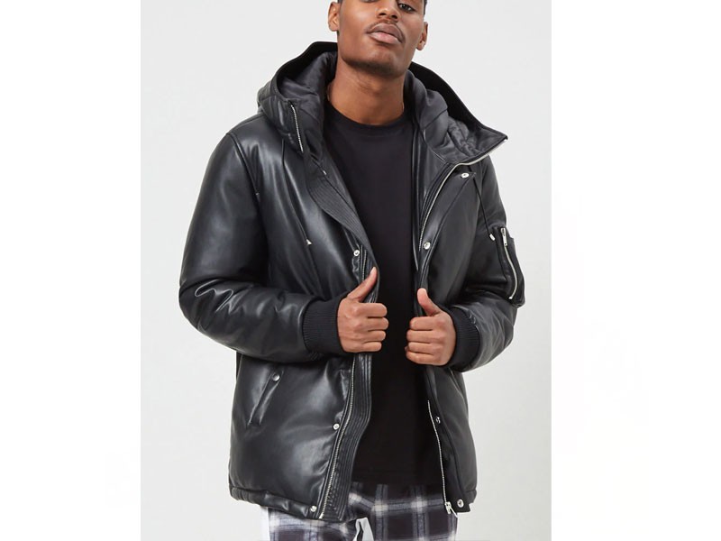 Padded Faux Leather Jacket