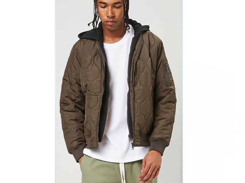 Men's Hooded Combo Bomber Jacket