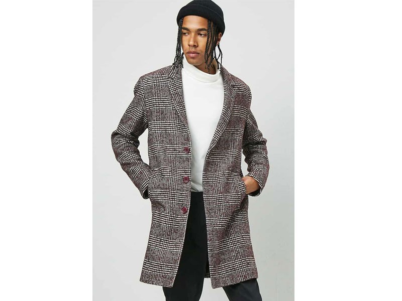 Tweed Glen Plaid Coat For Men