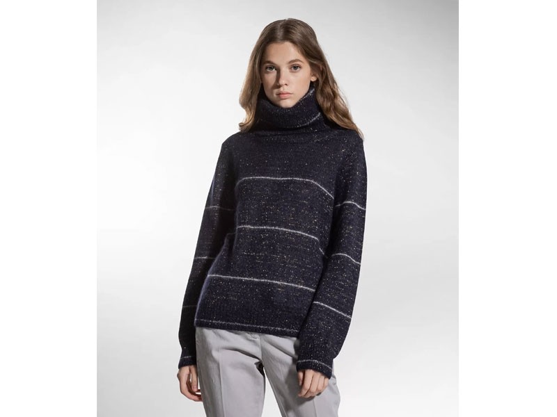 High Neck Sweater In Mohair And Alpaca For Women