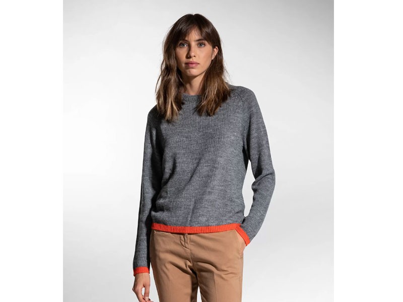 Crew Neck Sweater With Colored For Women