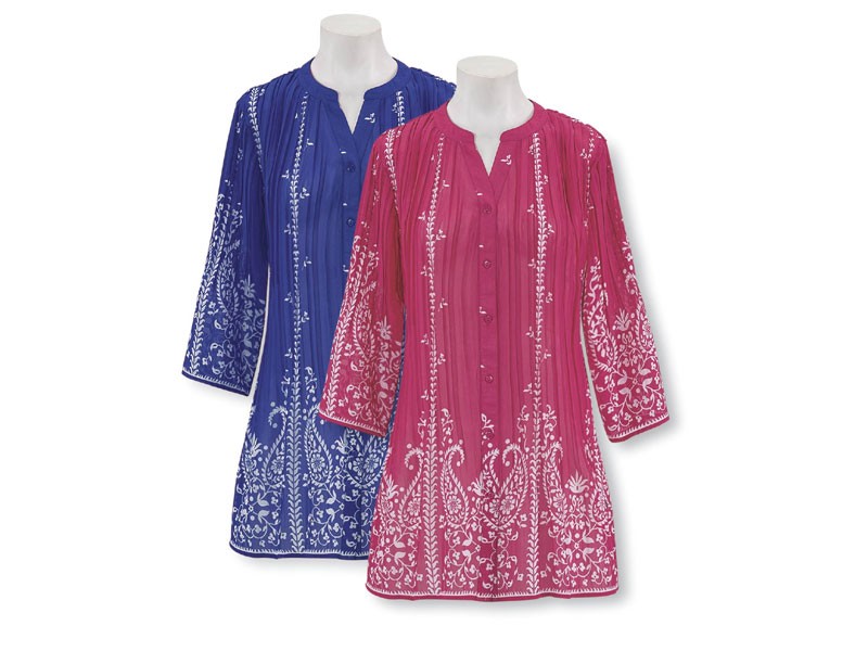 Women's Georgette Pleated Paisley Tunic