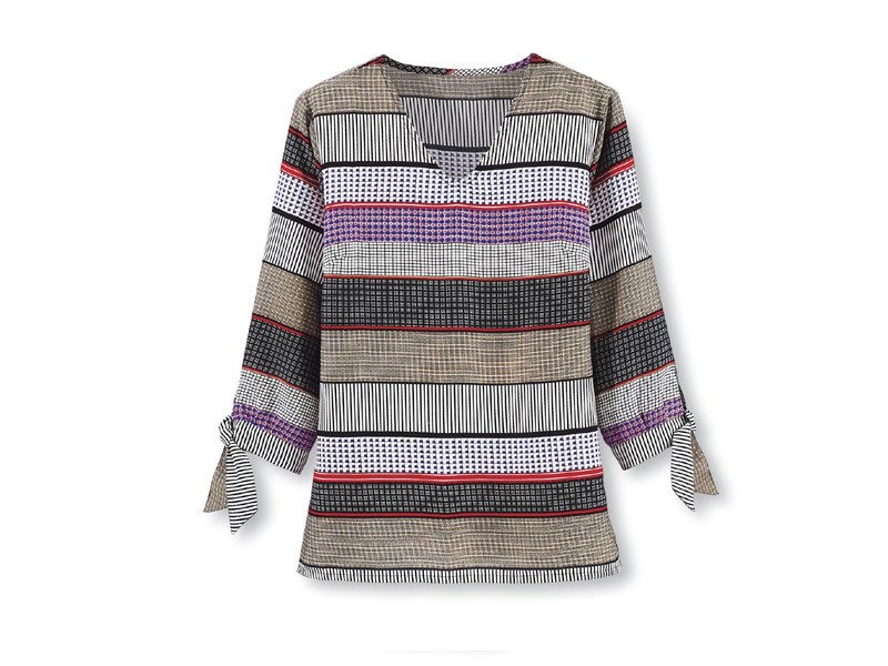 Geometric Striped Top For Women