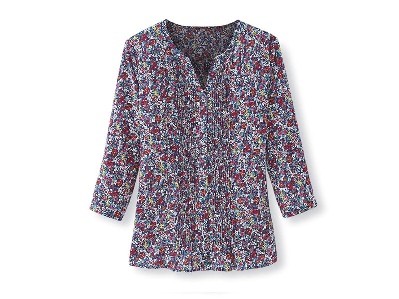 Wave-Tuck Mini-Florals Women's Shirt