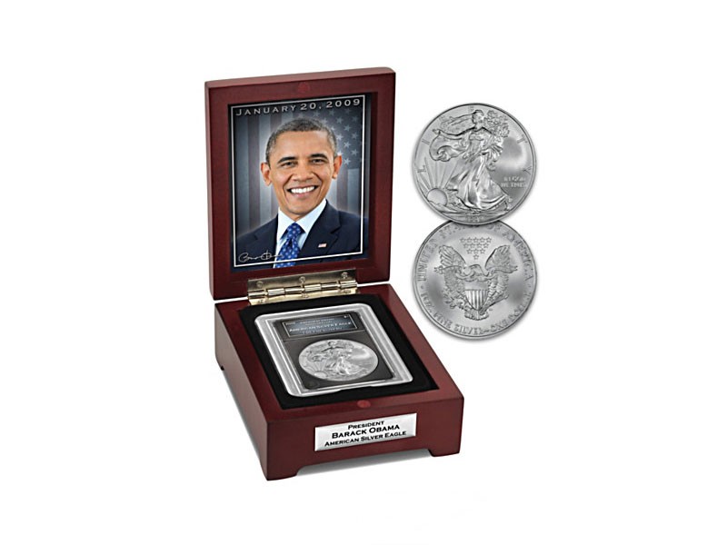 President Barack Obama Silver Eagle Coin With Display Box