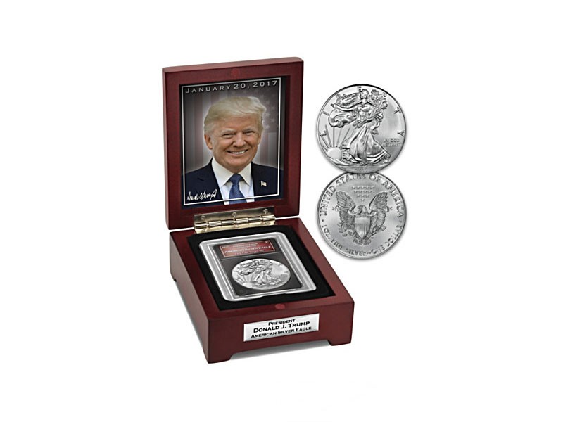 President Trump American Silver Eagle Coin With Display Box
