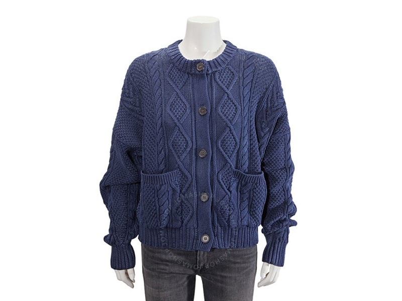 Polo Ralph Lauren Ladies Navy Boxy Long-Sleeve Sweater