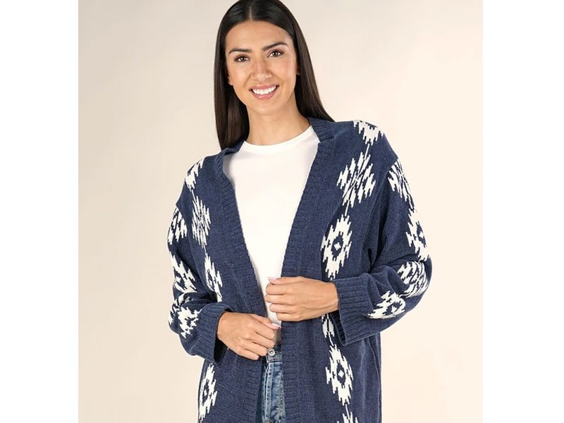 Love Stitch Clothing River Chenille Sweater Cardigan for Women in Navy