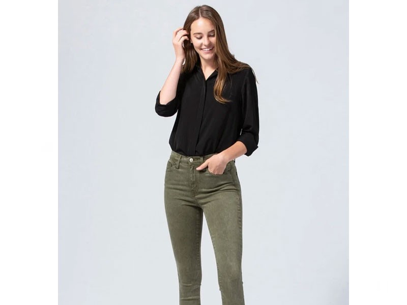 Flying Monkey Jeans Mid-Rise Skinny Jeans For Women In Olive