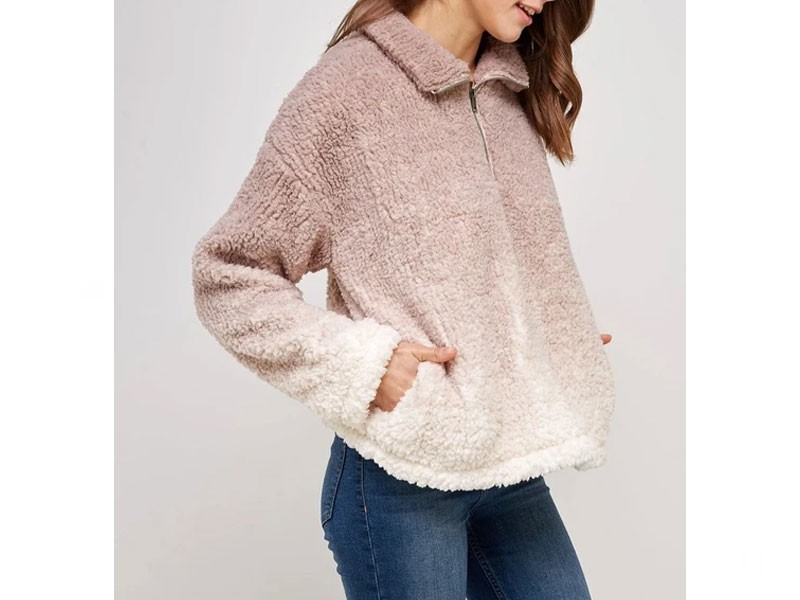 Thread And Supply Summit Ombre Sherpa Pullover For Women In Mauve
