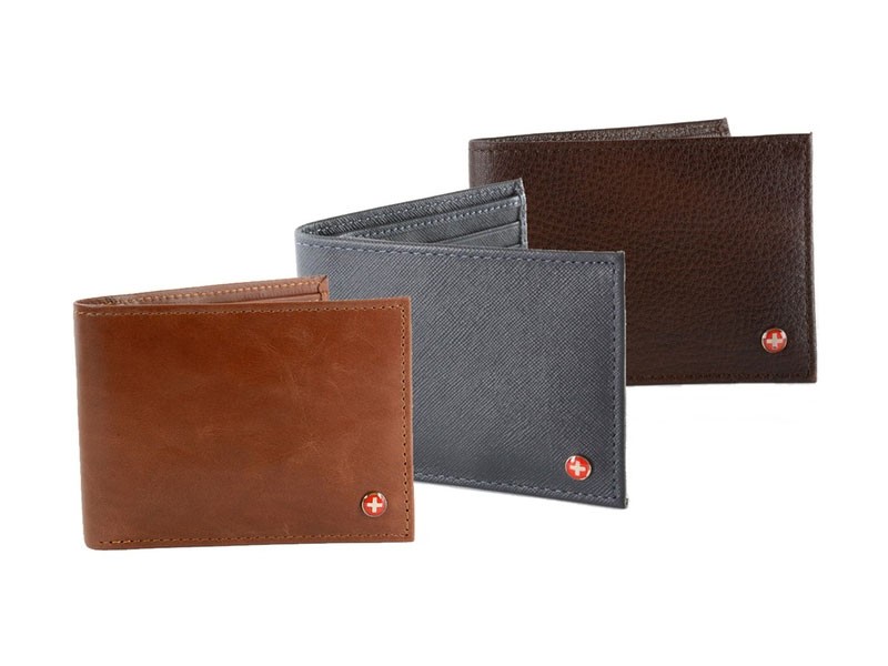 Alpine Swiss Men's Leather Trifold Or Bifold Wallets