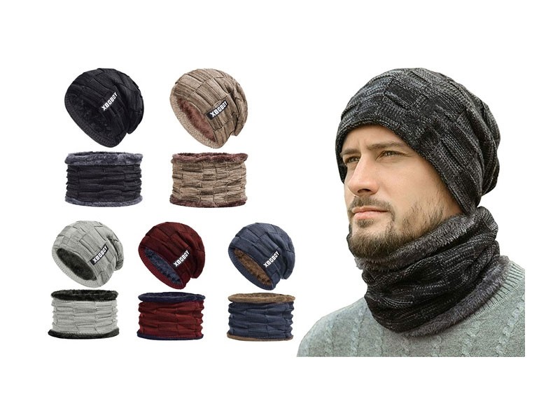 Winter Beanie Hats Scarf Set Warm Cap Neck For Men And Women