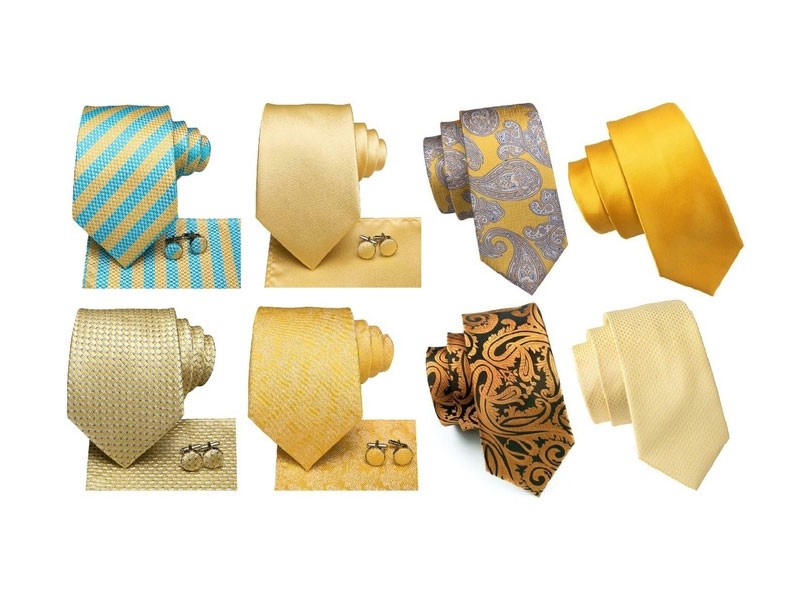 Designer Silk Tie Sets (Gold Yellow Colors)