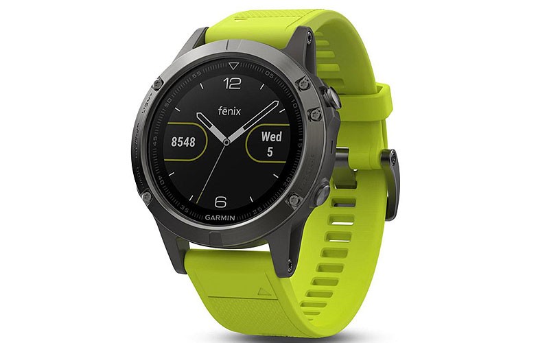 Garmin Fenix 5 Multisport Smartwatch- GPS- Slate Gray - Yellow Silicone Band