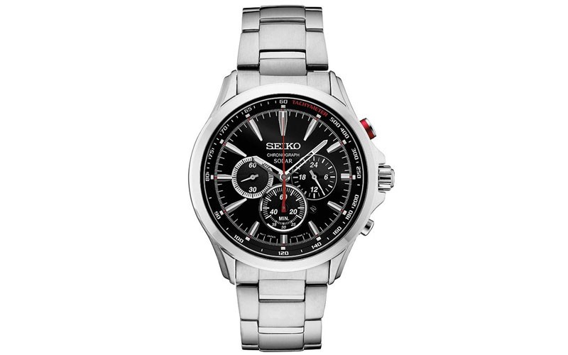 Seiko Mens Solar Chronograph - Stainless Steel - Bracelet - Tachymeter