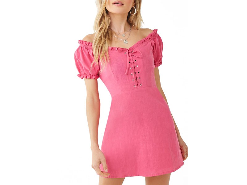 Women's Lace-Up Off-the-Shoulder Dress