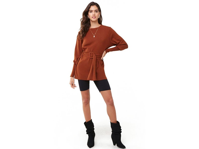 Women's Belted Sweater Dress