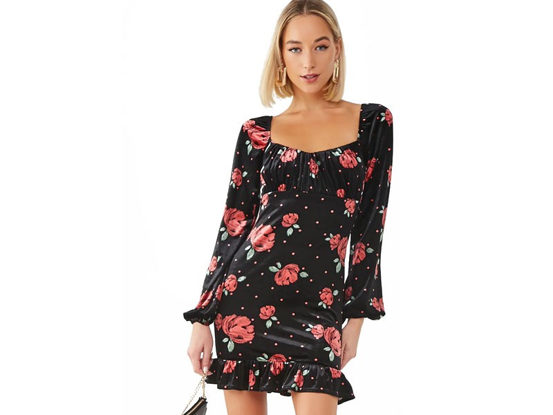 Floral Print Mini Women's Dress