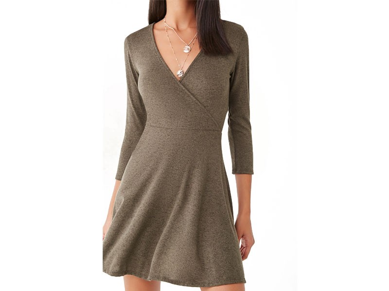 Heathered Mock Wrap Dress For Women