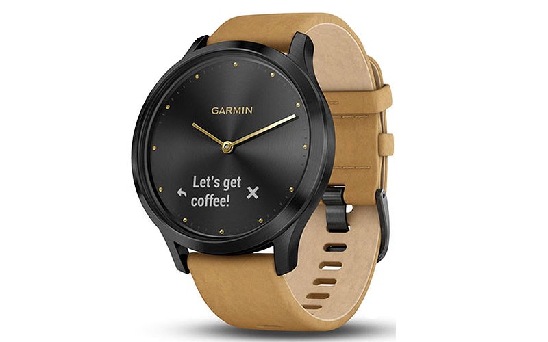 Garmin Vivomove HR Hybrid Smartwatch - Onyx Black - Tan Suede Strap -Extra Strap