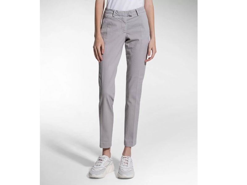 Gray Stretch Gabardine Trousers For Women