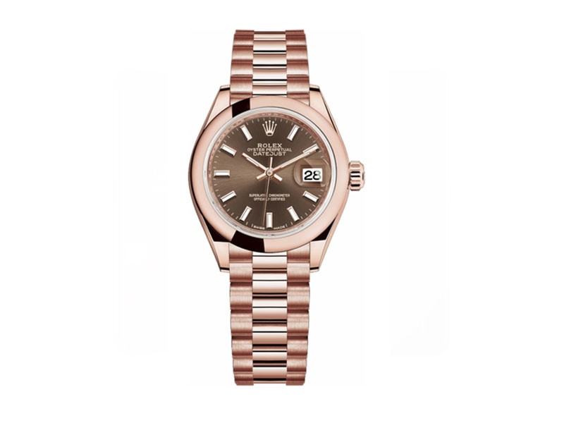 Rolex Lady Datejust 28 Rose Gold President Bracelet Women's Watch 279165