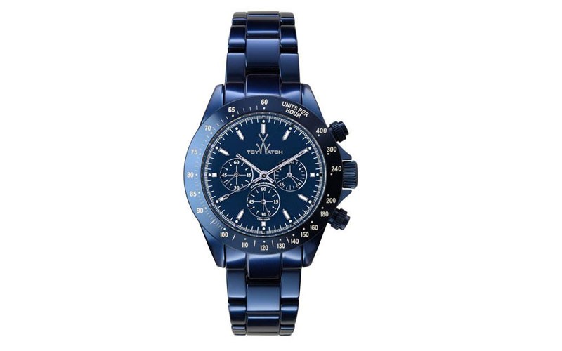 ToyWatch Mens Metallic Blue Chrono - Blue Dial - Link Bracelet - Tachymeter