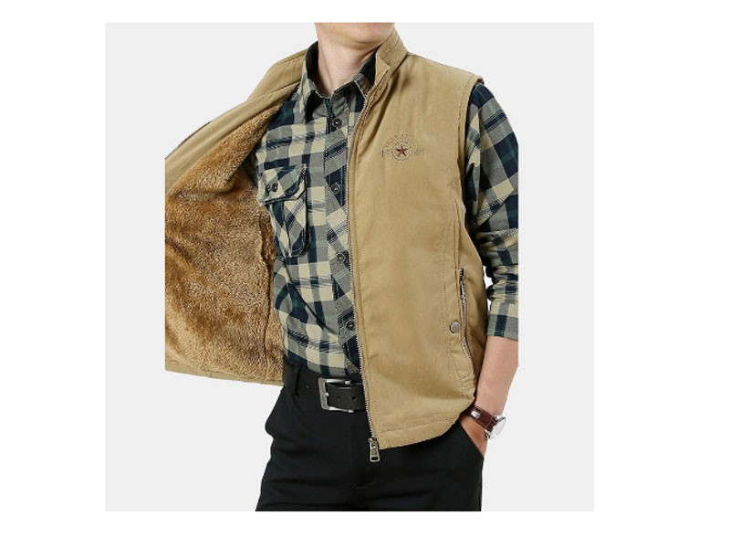 Mens Outdoor Zipper Solid Casual Vest