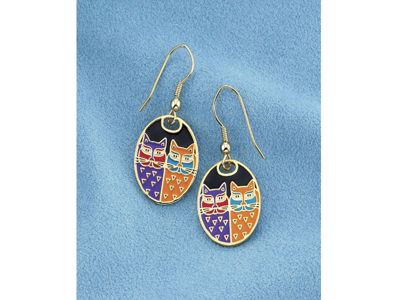 Laurel Burch Enameled Cats Earrings