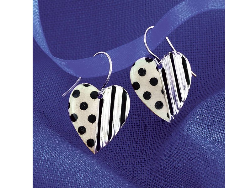 Dots & Stripes Heart Earrings
