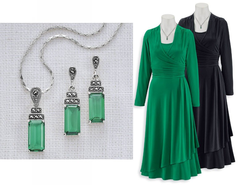 Siberian Quartz & Marcasite Jewelry With Dress