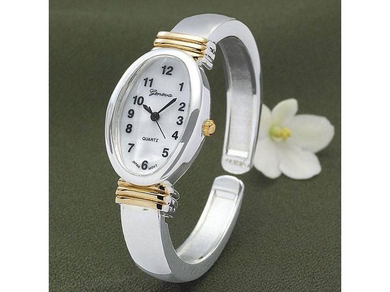 Two Tone Cuff Watch For Women