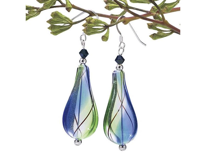 Sterling Watercolor Glass Swirl Earrings
