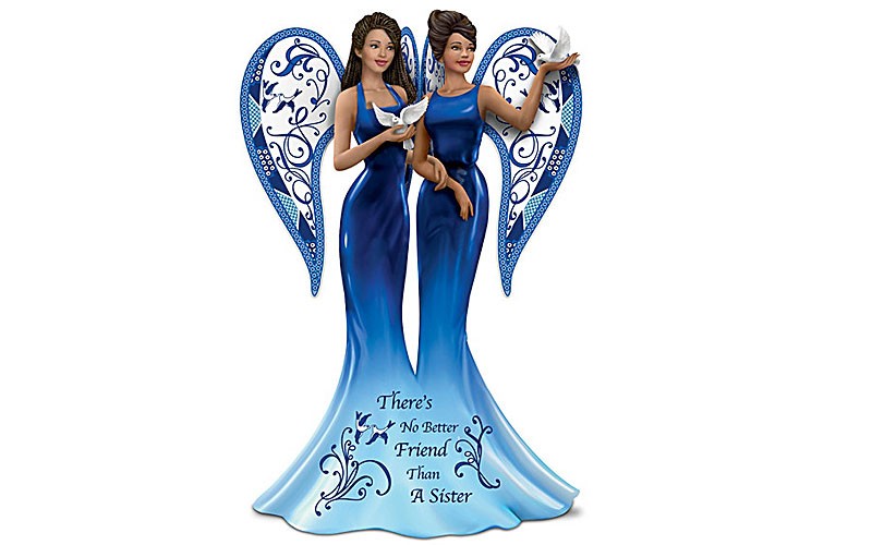 Keith Mallett Blue Willow Angel Sister Figurine